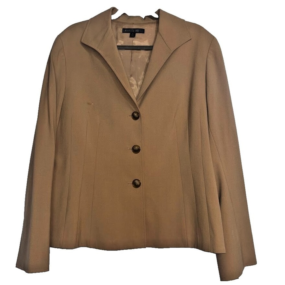 Lafayette 148 New York Women's Brown Blazer Jacket Size 16 Tailored Career Work